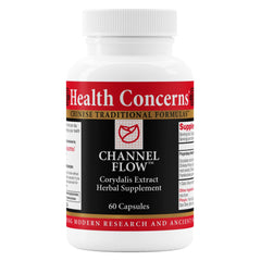 Health Concerns Channel Flow bottle showing herbal blend for natural muscle relaxation.
