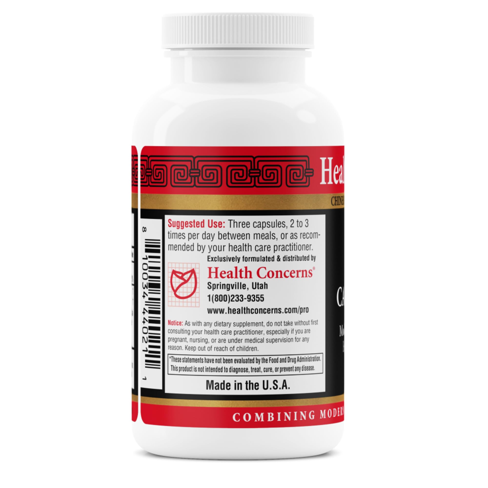 Health Concerns Chinese herbal blend bottle showcases natural stress-balancing ingredients.