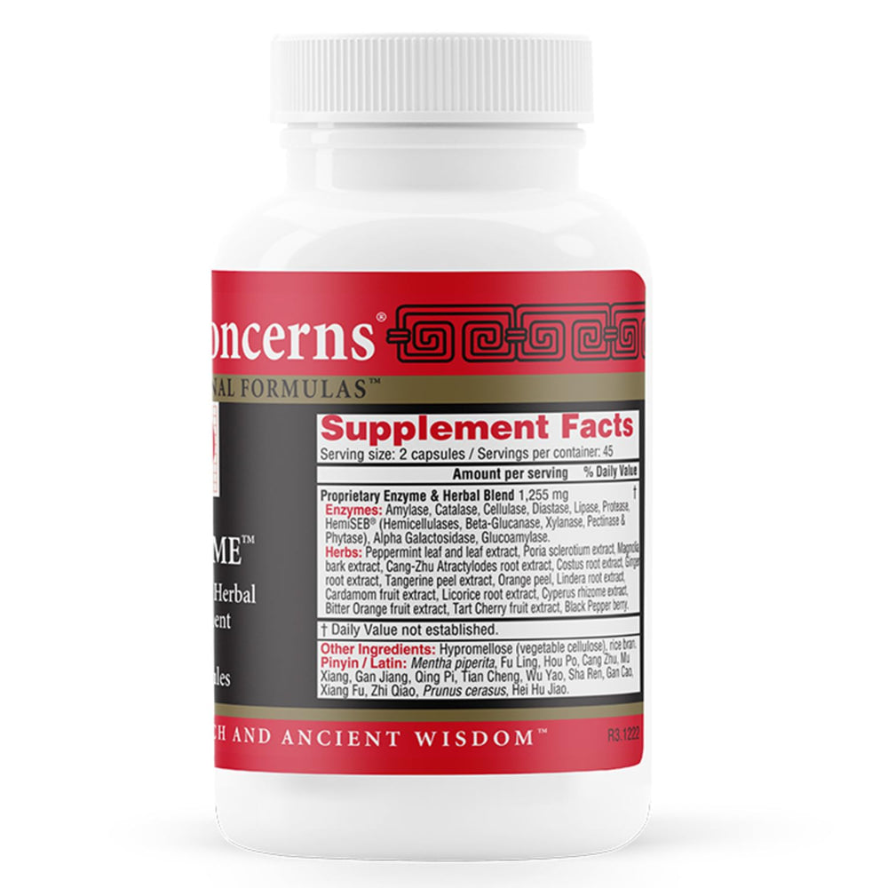 Health Concerns Chzyme capsules close-up for gentle digestion support.