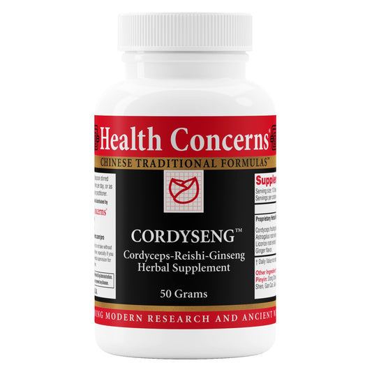Health Concerns CordySeng powder tin shown for daily immune support
