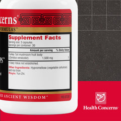 Health Concerns Coriolus PS capsules arranged for daily immune support
