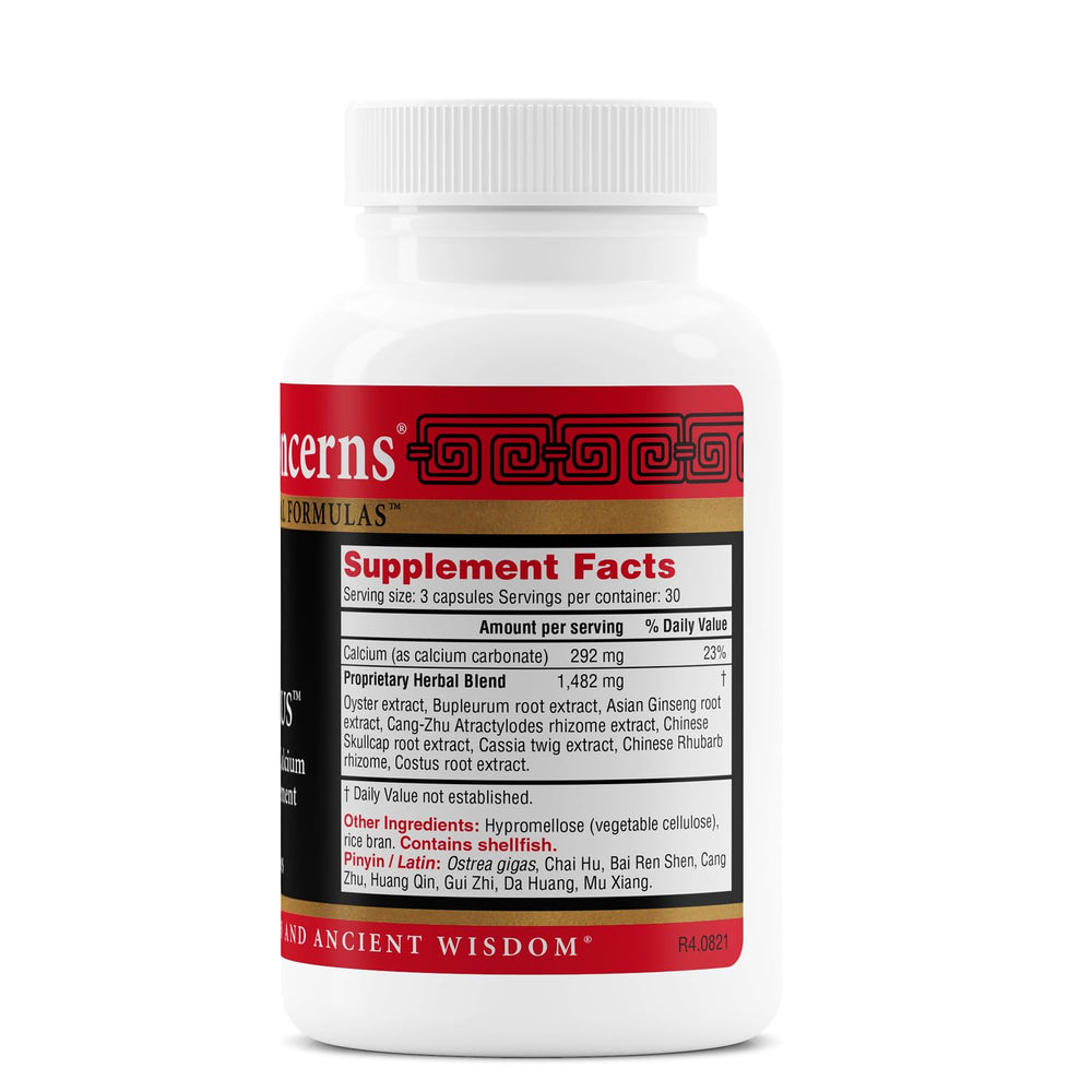 Closeup of Health Concerns Ease Plus capsules highlighting herbal capsules for daily wellness and balance.
