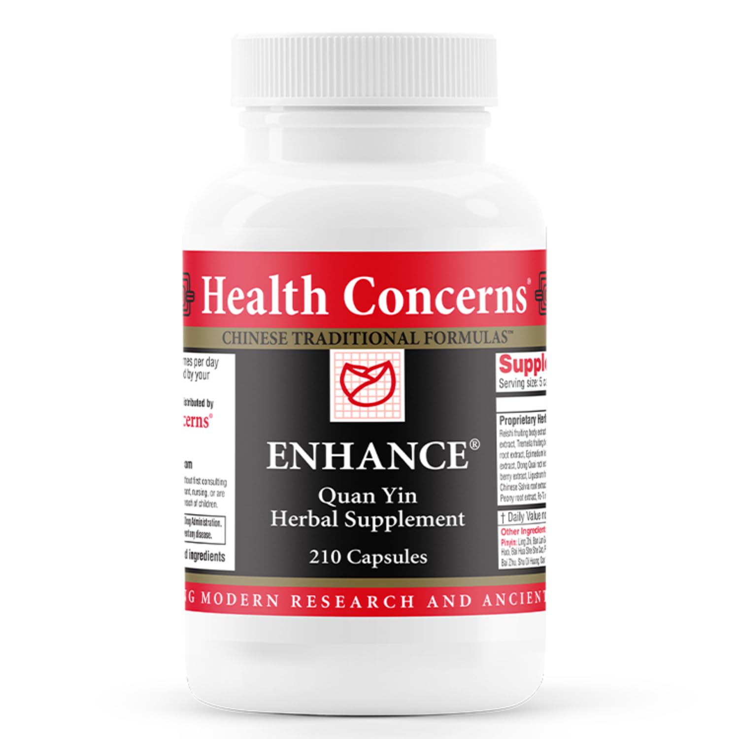 Health Concerns Enhance bottle with capsules supporting immune balance.