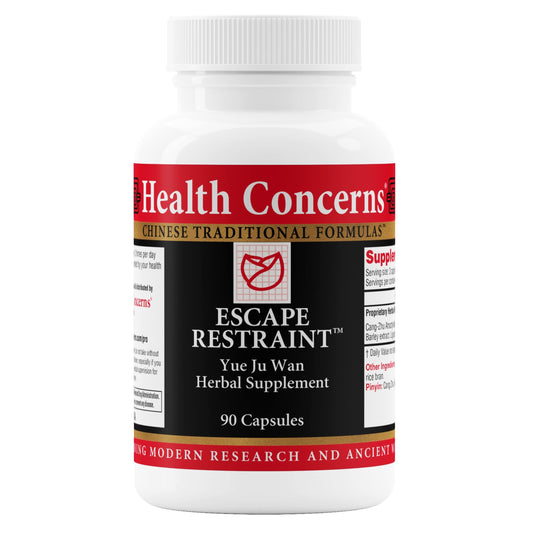 Health Concerns Escape Restraint bottle showing digestive and liver support formulation