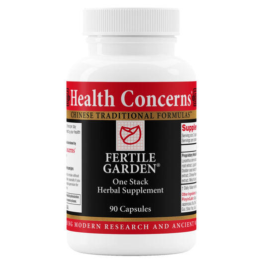 Health Concerns Fertile Garden bottle front displaying the fertility support formula for cycle balance.