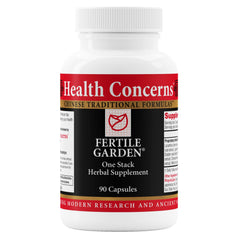 Health Concerns Fertile Garden bottle front displaying the fertility support formula for cycle balance.