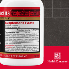 Health Concerns Fertile Garden herbal blend highlights Ashwagandha, Shatavari, and Dong Quai.