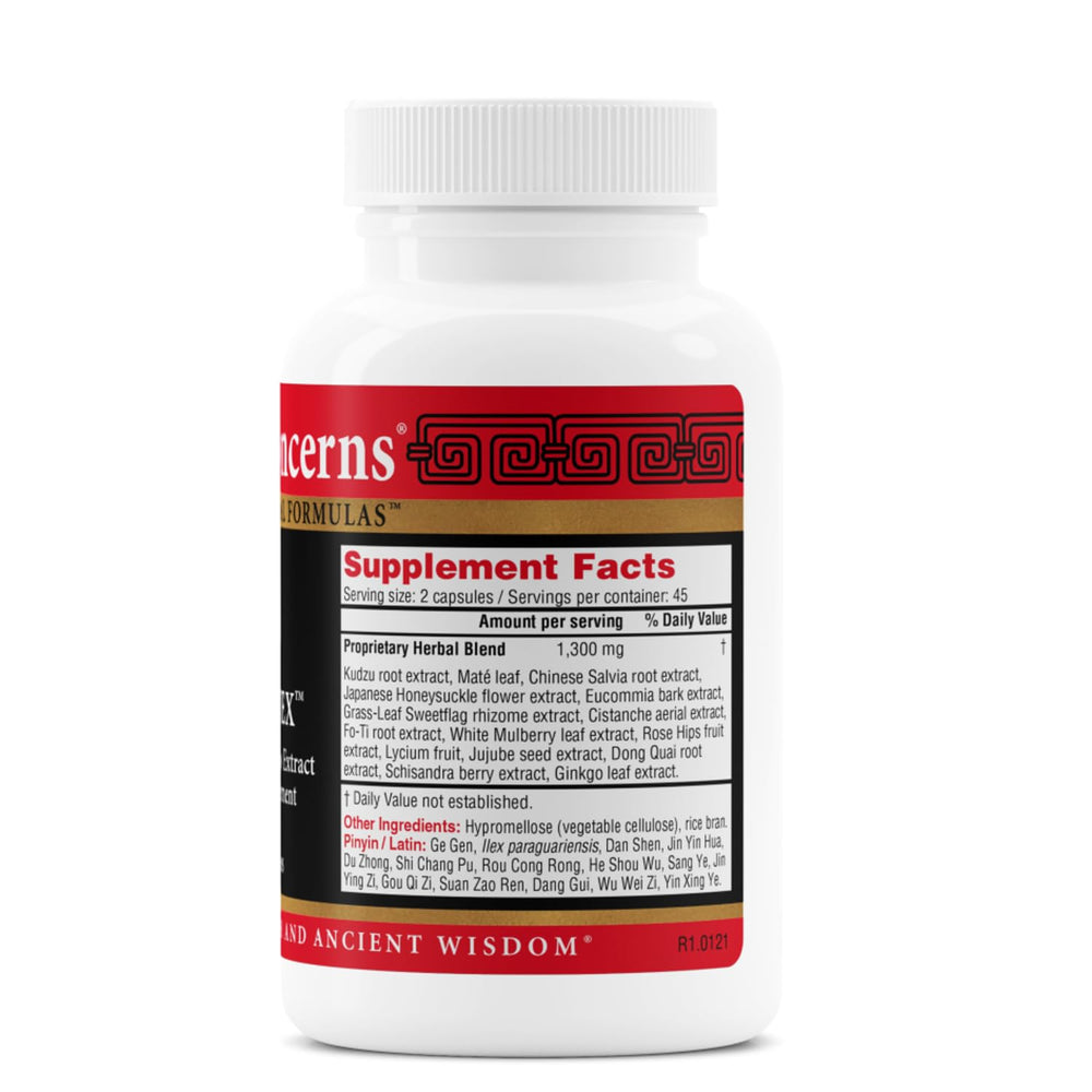 Health Concerns Flavonex capsules on display for cognitive focus potential.