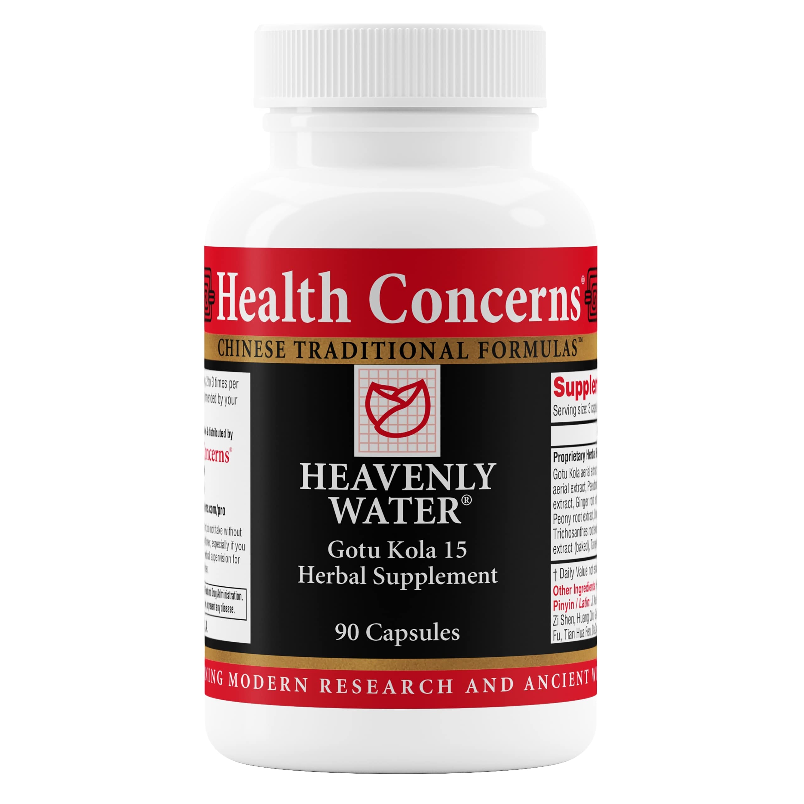 Health Concerns Heavenly Water bottle front highlights herbal balance support