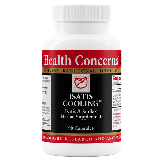 Health Concerns Isatis Cooling bottle front view supports gut health and gentle detox.