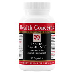 Health Concerns Isatis Cooling bottle front view supports gut health and gentle detox.