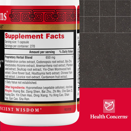 Health Concerns Phellostatin capsules poured to illustrate daily immune support.