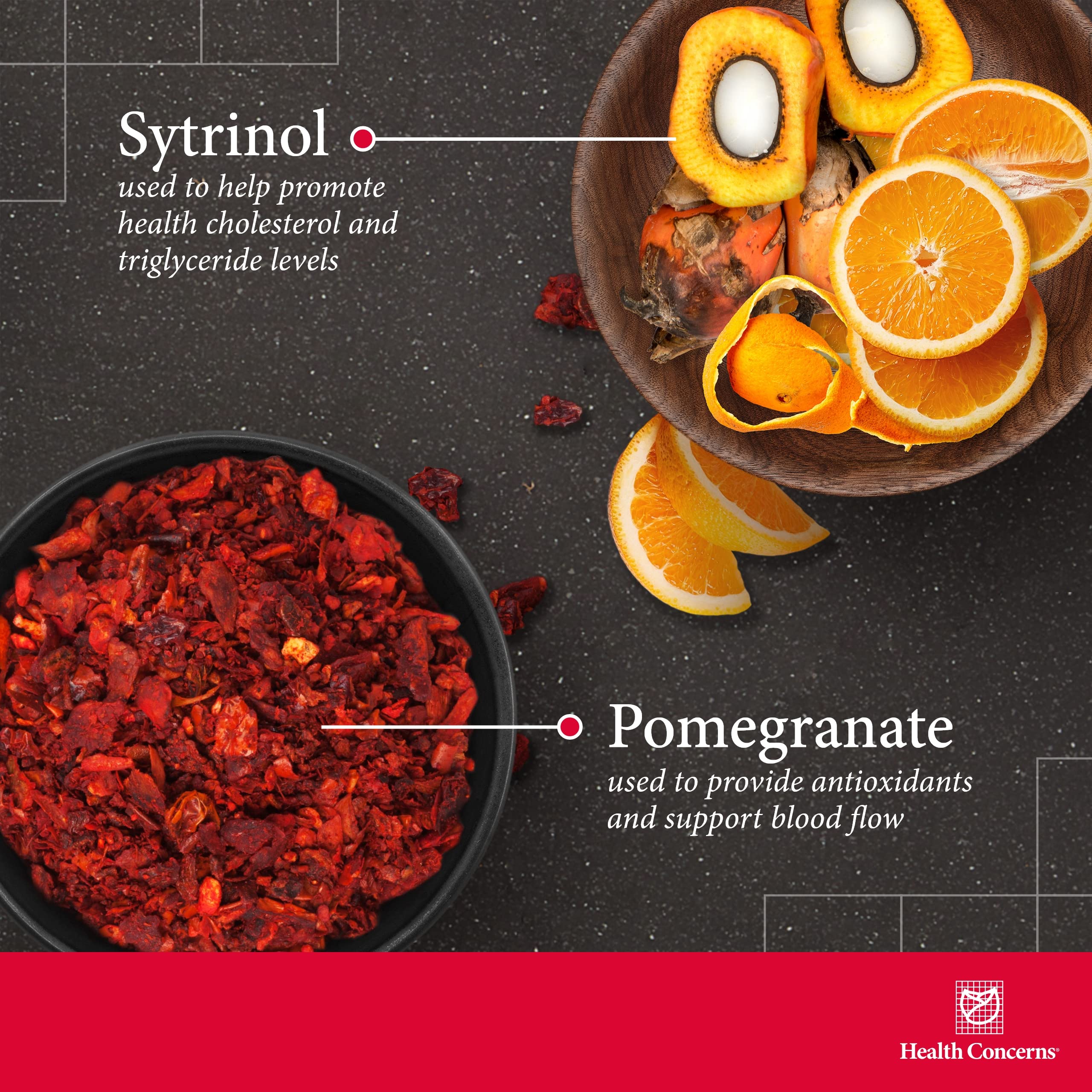 Polilipid label closeup highlighting Sytrinol and pomegranate ingredients