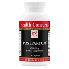 Health Concerns Postpartum bottle front showing herbal recovery support concept