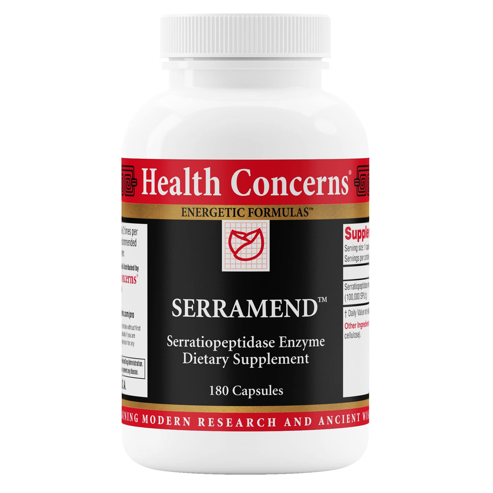 Health Concerns Serramend bottle front showing product branding for daily immune support