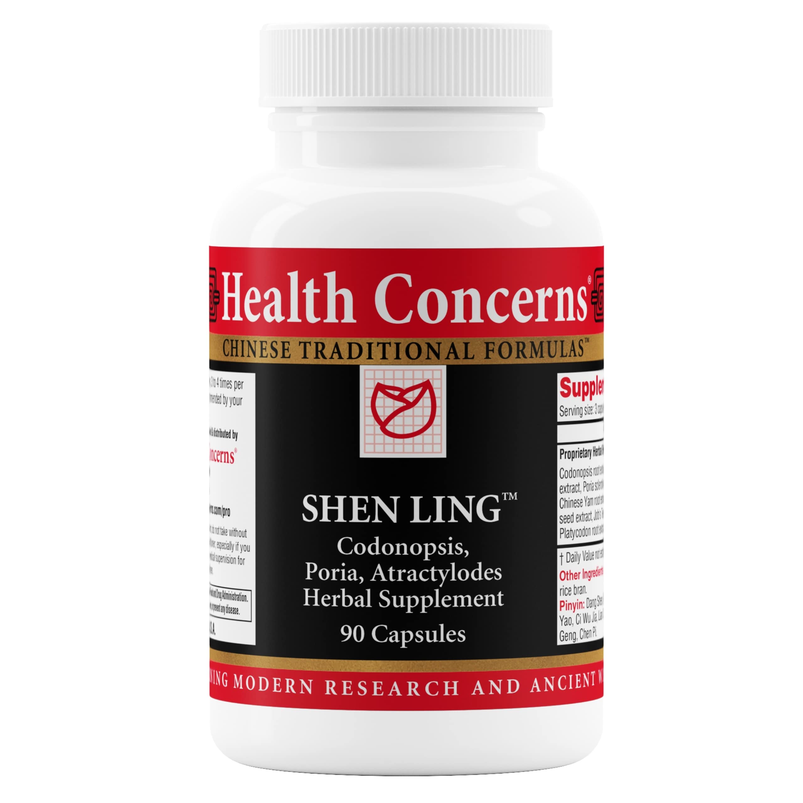 Health Concerns Shen Ling digestive support bottle promotes balance and daily comfort.