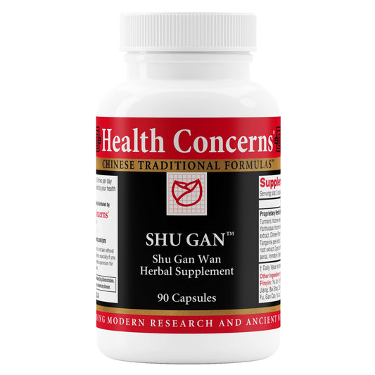 Health Concerns Shu Gan liver support bottle for digestive balance.