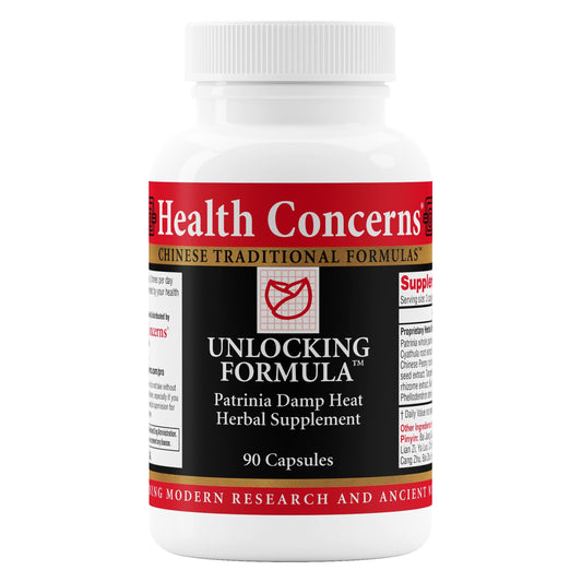 Health Concerns Unlocking Formula bottle shown for menstrual balance and Qi support