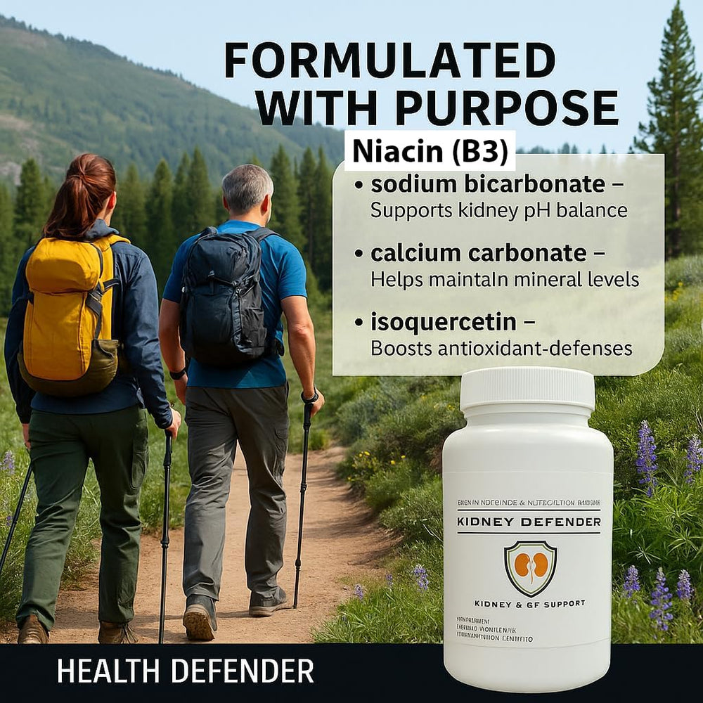 Health Defender Kidney Defender GMP packaging demonstrates quality manufacturing in the USA.