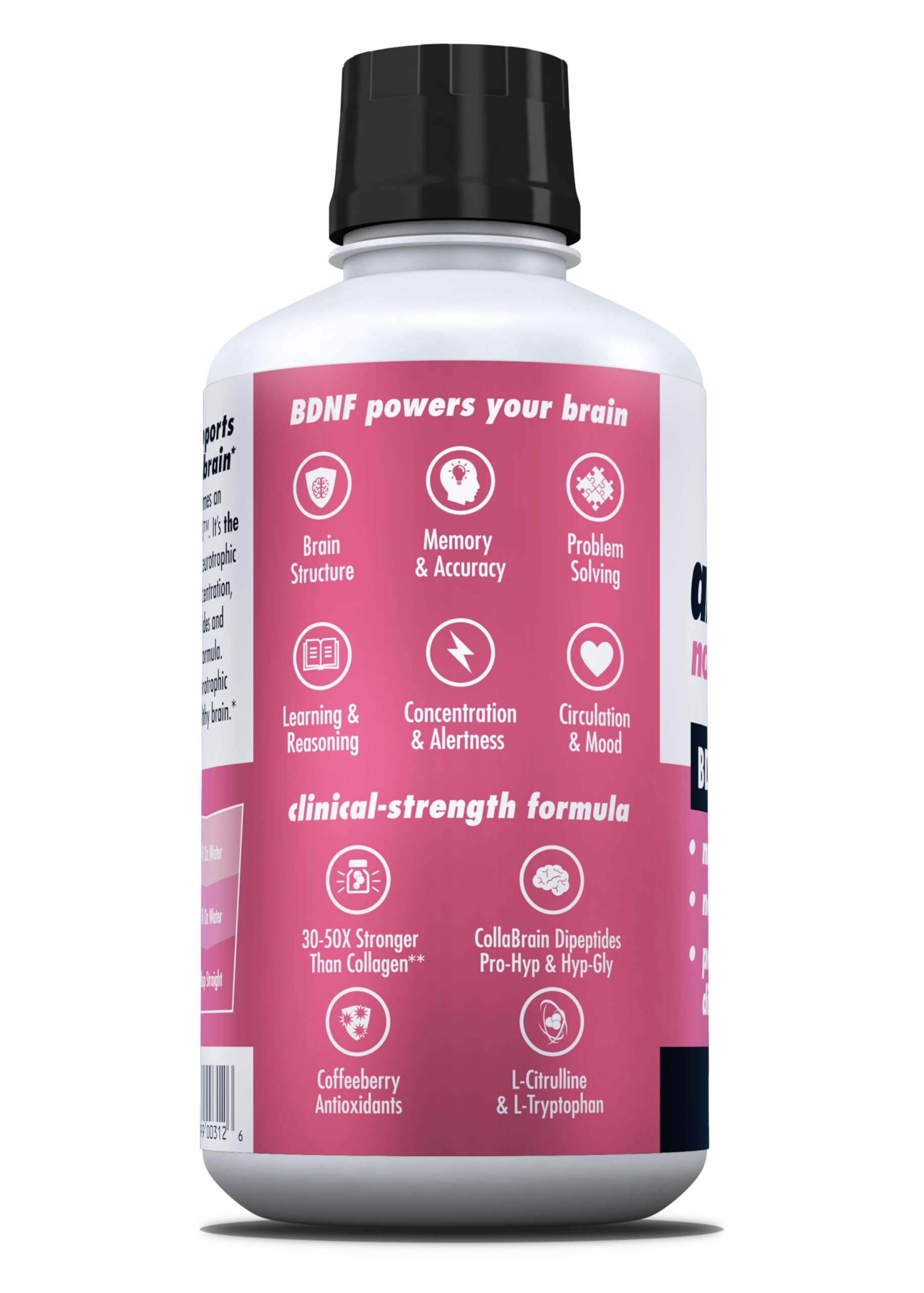 Health Direct AminoMind BlackBerry flavor bottle on a kitchen counter.