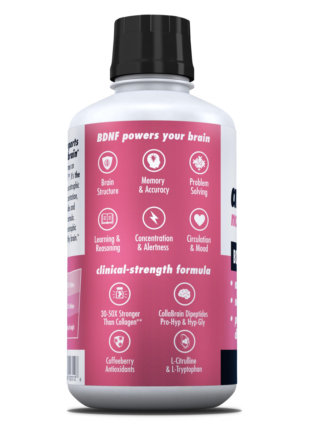 Health Direct AminoMind BlackBerry flavor bottle on a kitchen counter.