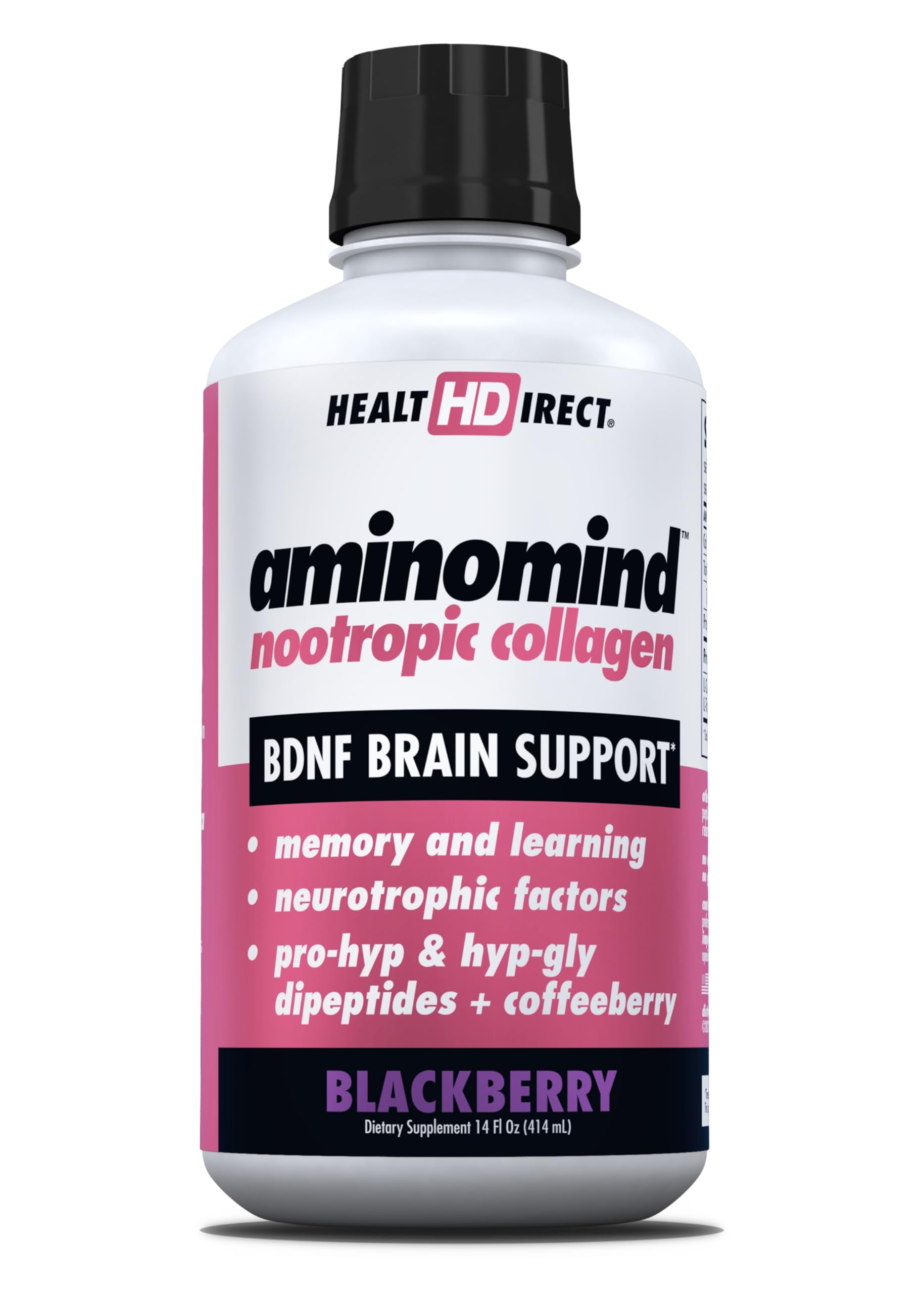 Health Direct AminoMind bottle close-up for daily brain health support.