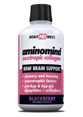 Health Direct AminoMind bottle close-up for daily brain health support.