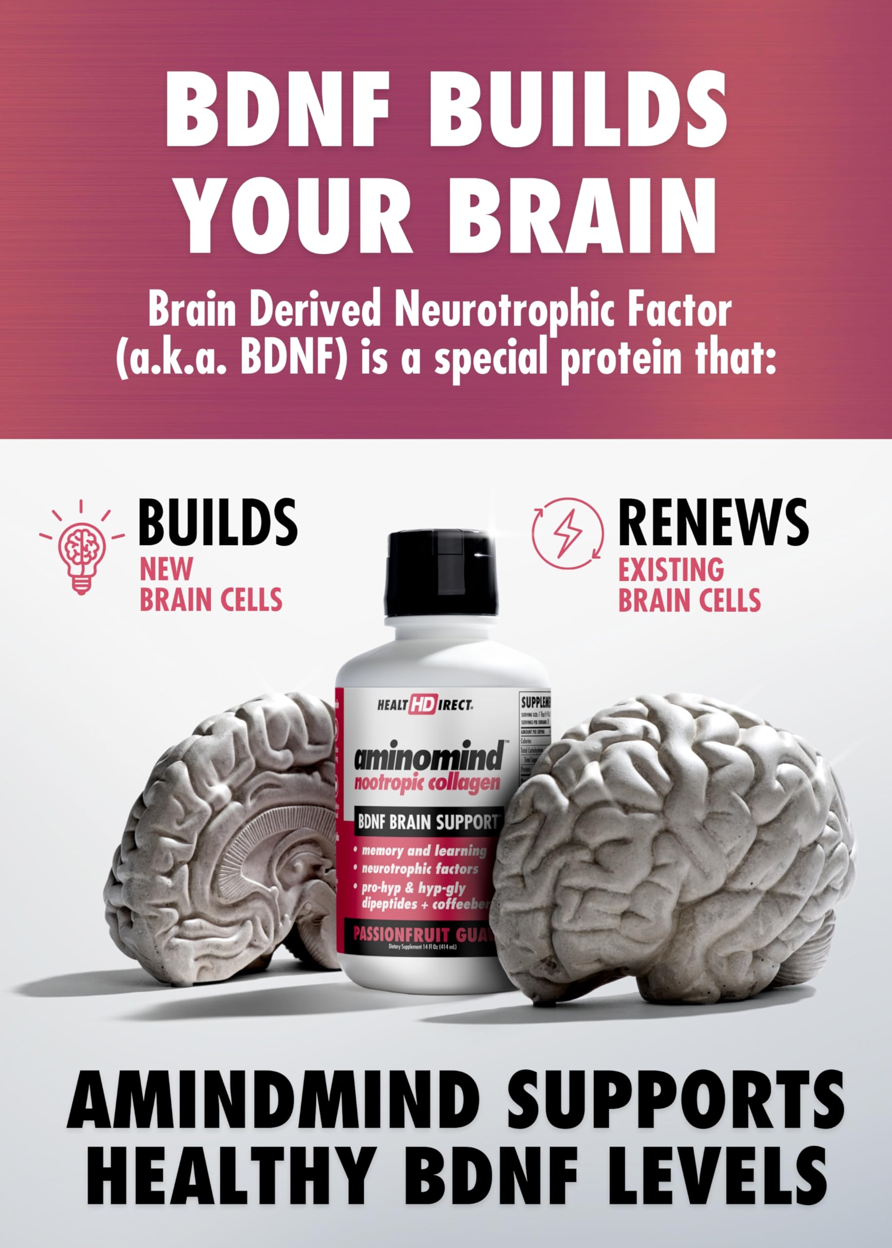 HEALTH DIRECT AminoMind ingredients label highlights collagen dipeptides