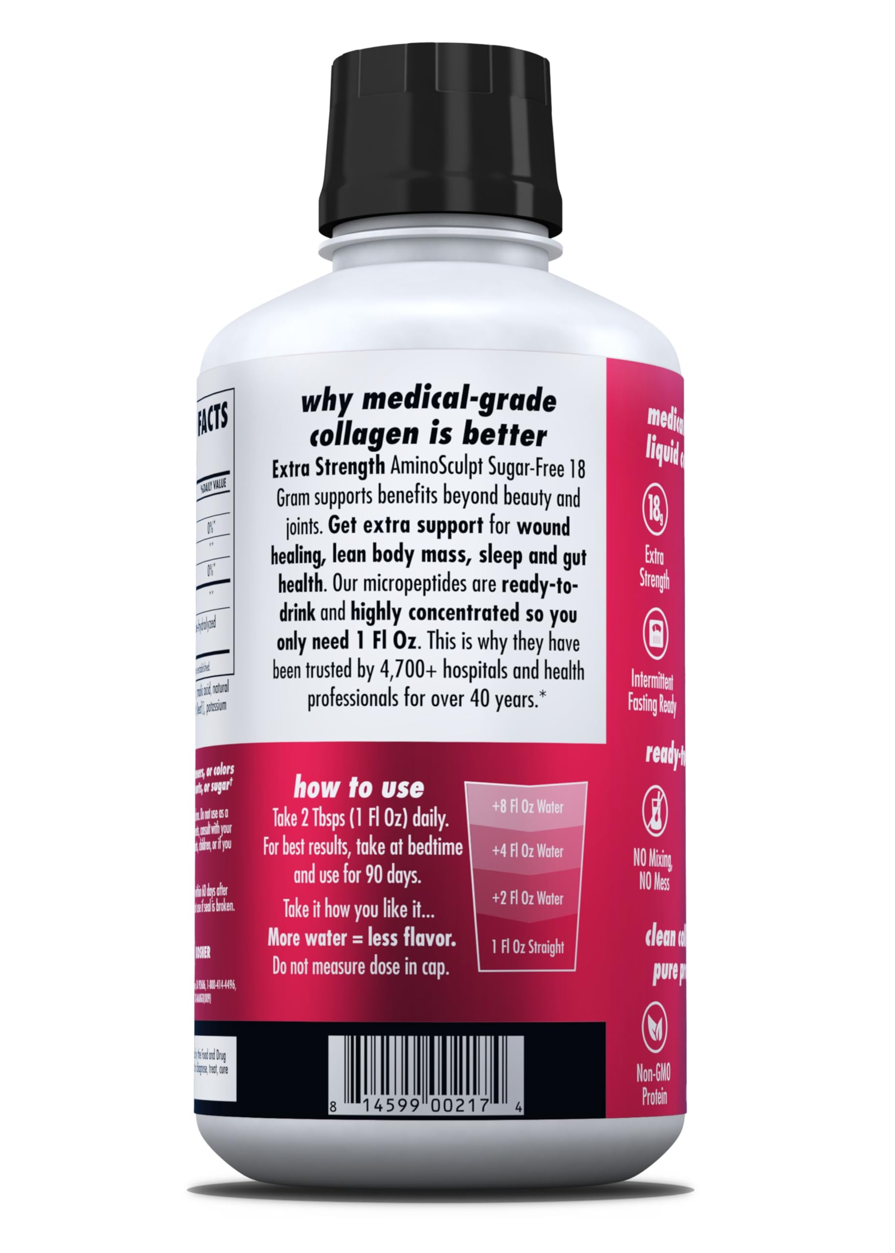 Sugar-free label visible on Health Direct AminoSculpt bottle