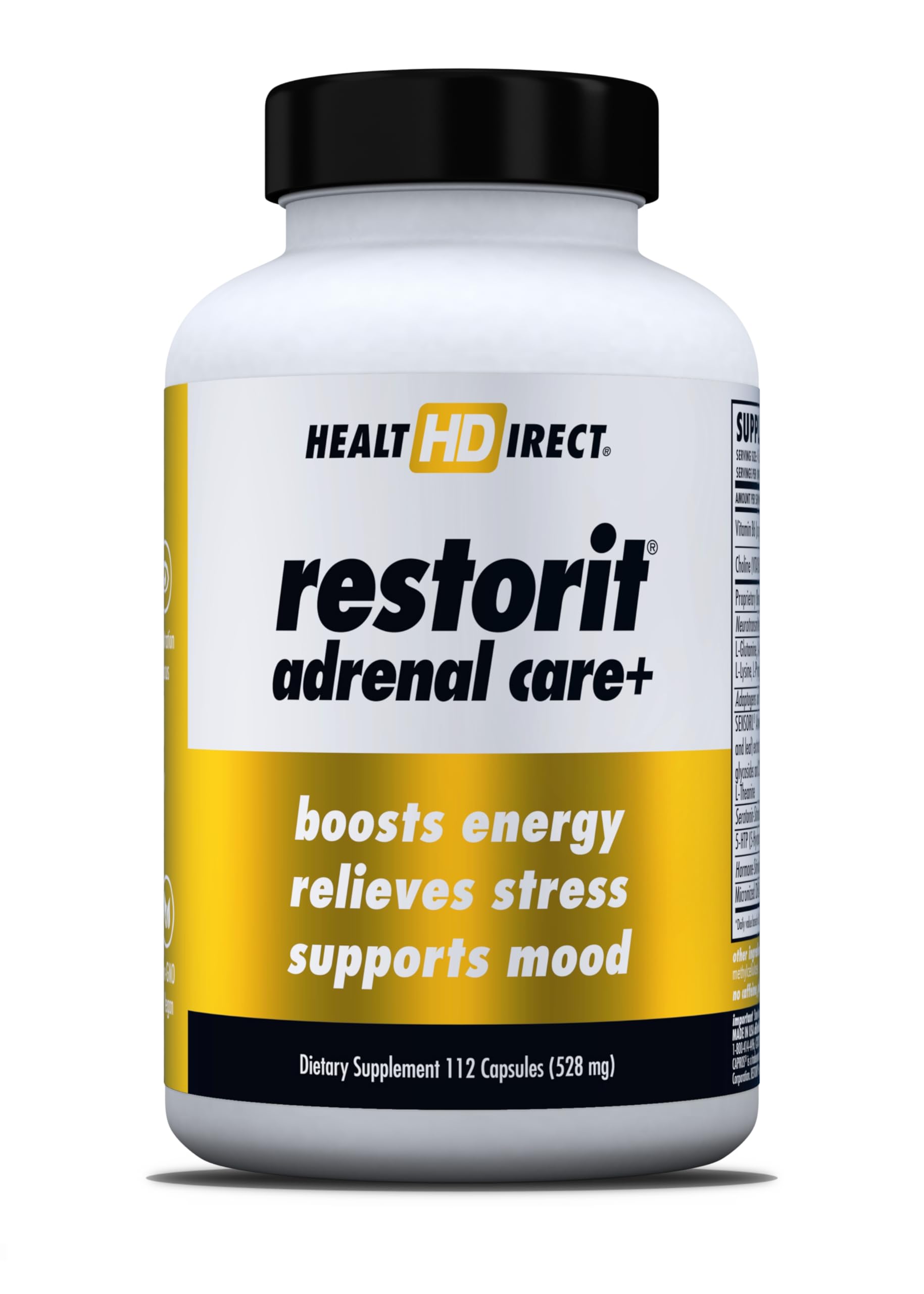 Health Direct Restorit Adrenal Care bottle front for daily stress support.