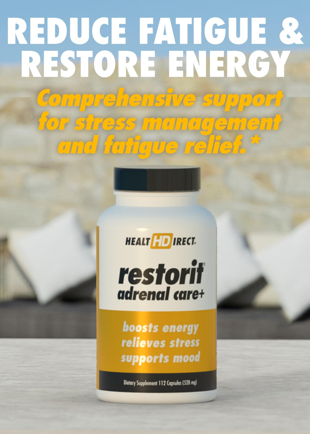 Health Direct Restorit Adrenal Care capsules for easy daily resilience.