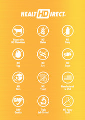 Health Direct Restorit Adrenal Care daily-use bottle with glass.