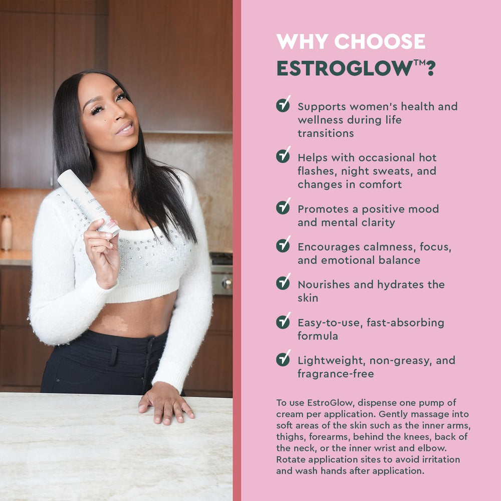 EstroGlow fragrance-free formula suitable for sensitive skin and daily wear.