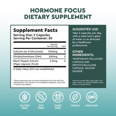 Health Focused Hormone Focus capsules close-up for steady mood and energy.