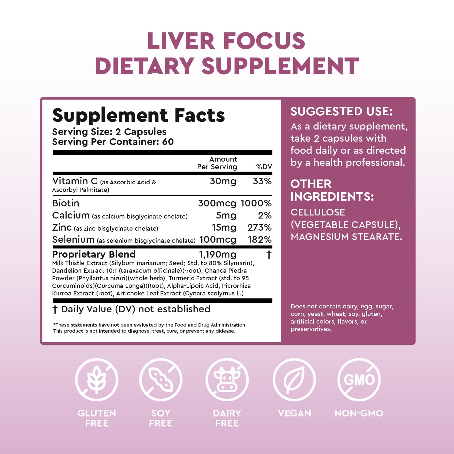 Health Focused JJ Smith Liver Focus capsules are shown in a close-up for compact daily dosing.