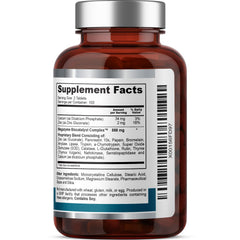 Health Genesis Megazyme Forte bottle back with ingredients and daily enzyme support for comfort.