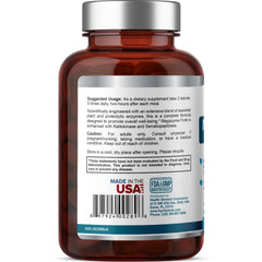 Health Genesis Megazyme Forte capsules closeup emphasizing proteolytic enzymes for protein digestion.