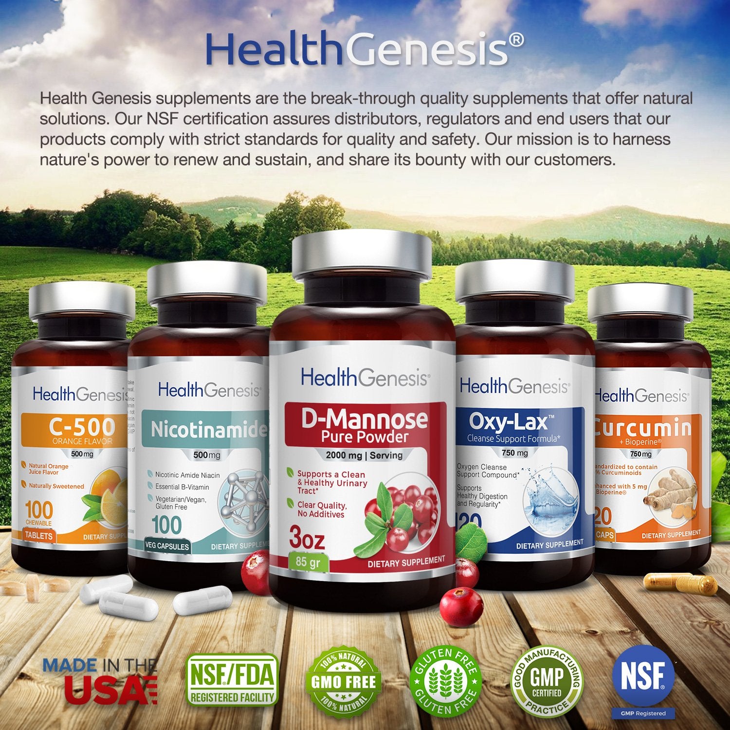 Health Genesis Megazyme Forte packaging box highlighting GMP USA manufacturing and quality.