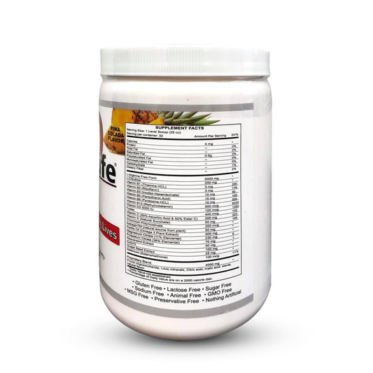 Health Guardian Cardio for Life Pina Colada powder dissolving in water for quick mixing.