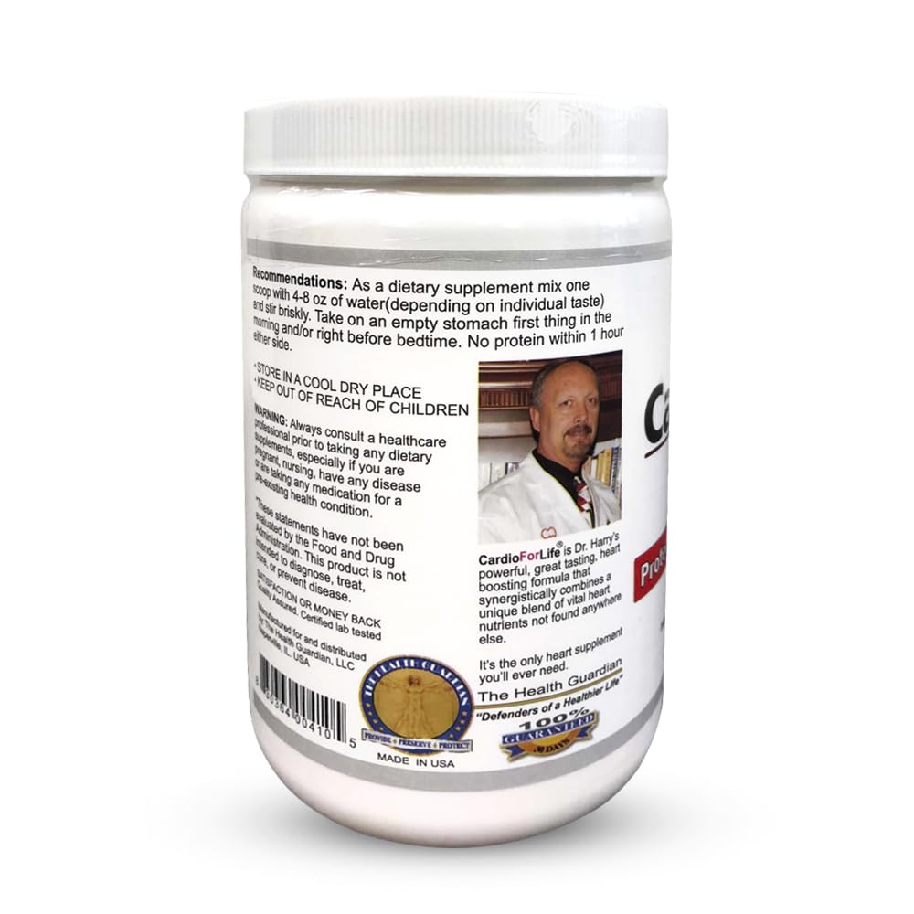 Health Guardian Cardio for Life scoop beside glass showing easy daily use.