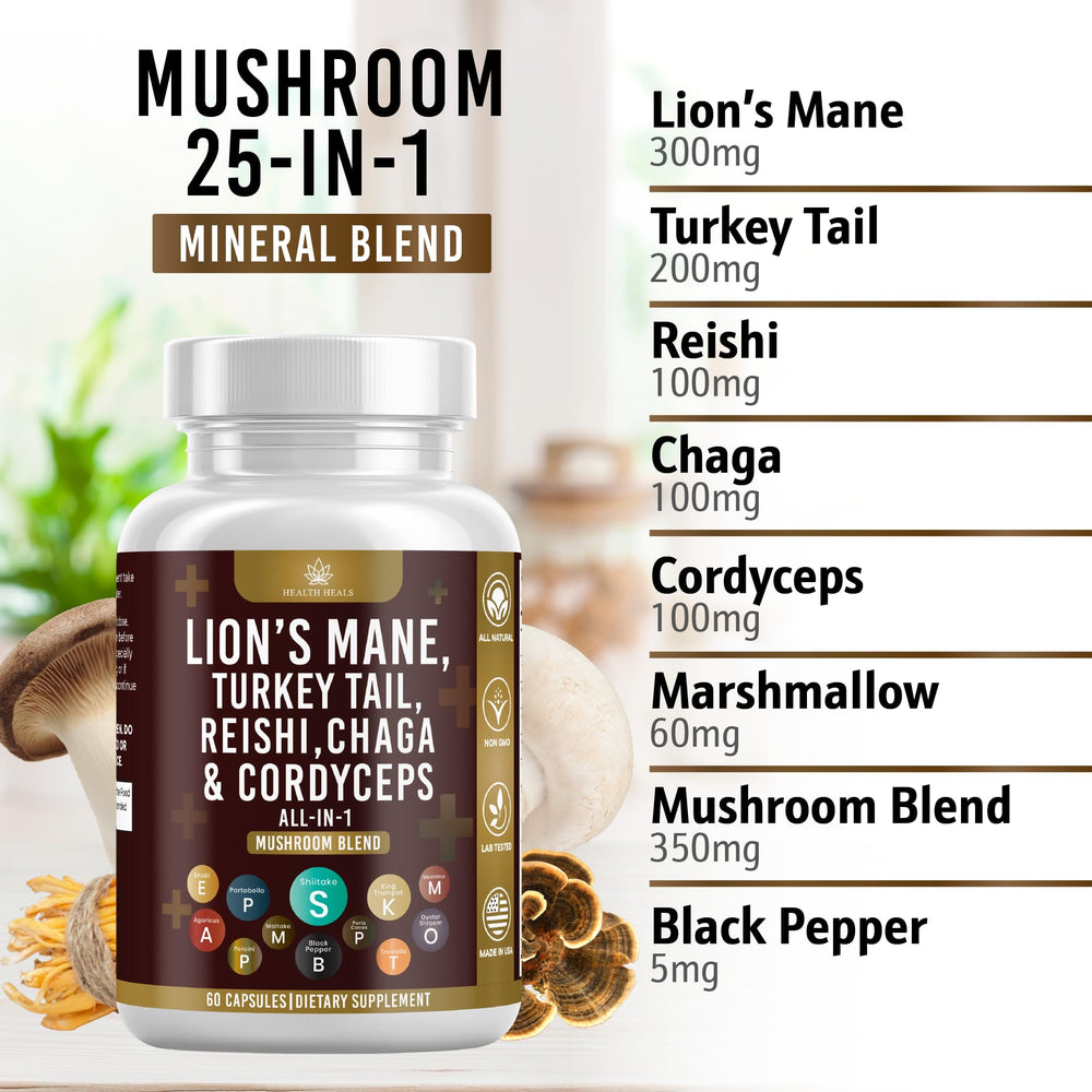 Health Heals Reishi powder suggesting calm evenings and balanced energy