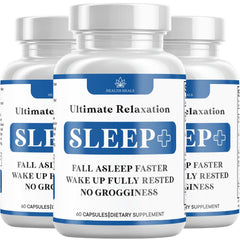 Health Heals Relaxation Sleep Aid bottle front showcases natural ingredients for calmer nights.