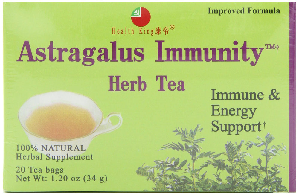 Health King Astragalus Immunity Tea teabags for hot or iced brews.