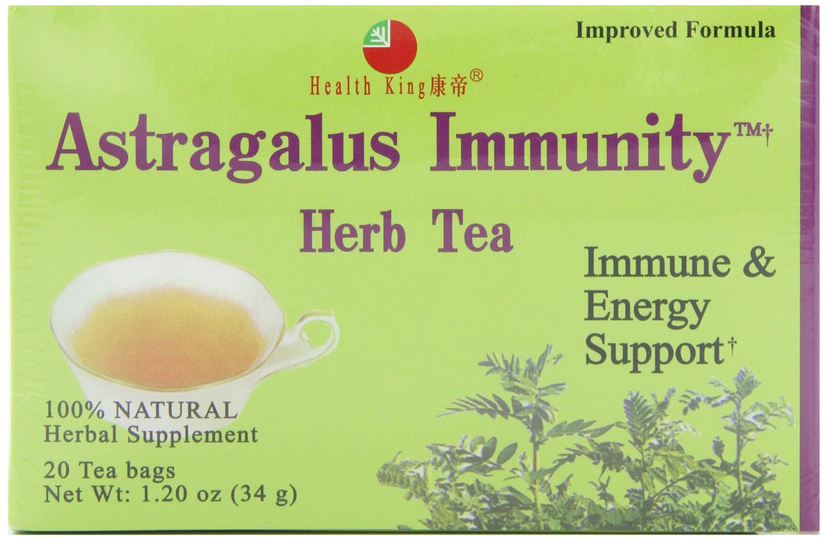 Health King Astragalus Immunity Tea teabags for hot or iced brews.