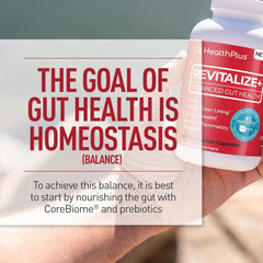 Health Plus CoreBiome capsules ready for daily gut health routine.