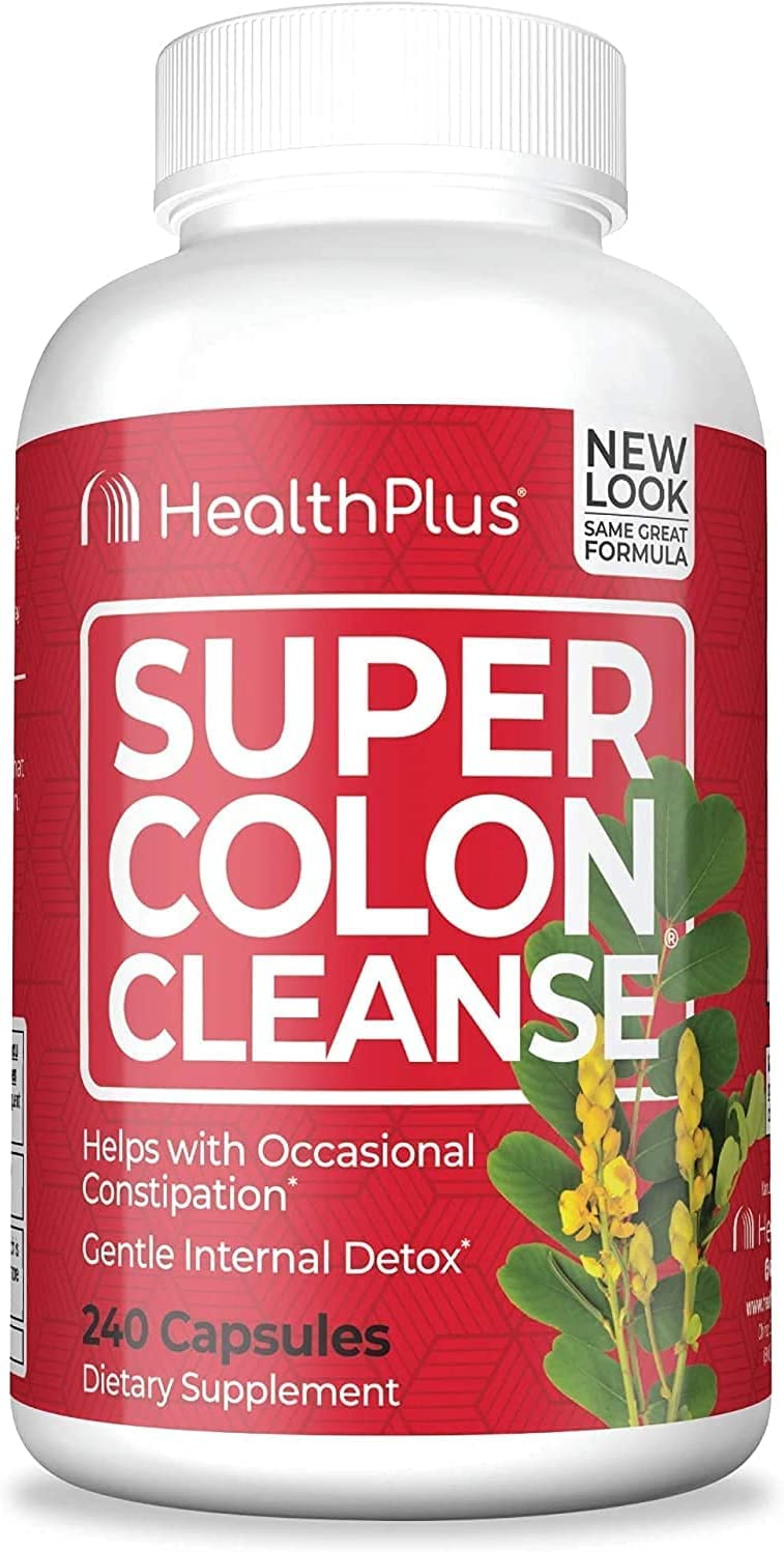 Health Plus Super Colon Cleanse bottle front view for convenient digestive support