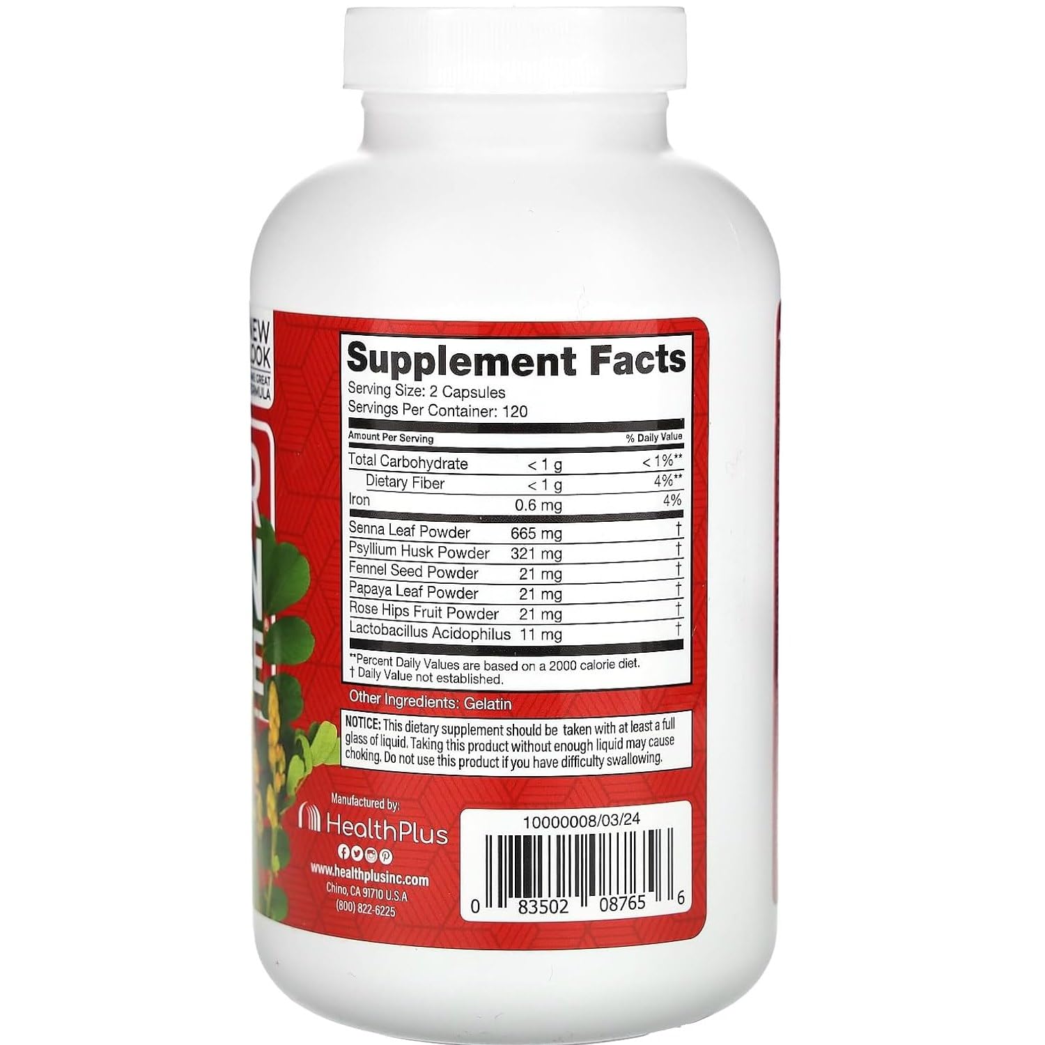 Health Plus Super Colon Cleanse capsules pour demonstrates simple dosing on the go.