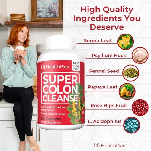 Health Plus Super Colon Cleanse gluten-free information on packaging.