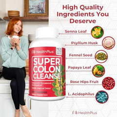 Health Plus Super Colon Cleanse gluten-free information on packaging.