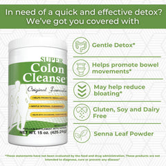 Health Plus Super Colon Cleanse powder scoop demonstrates convenient serving size for users.